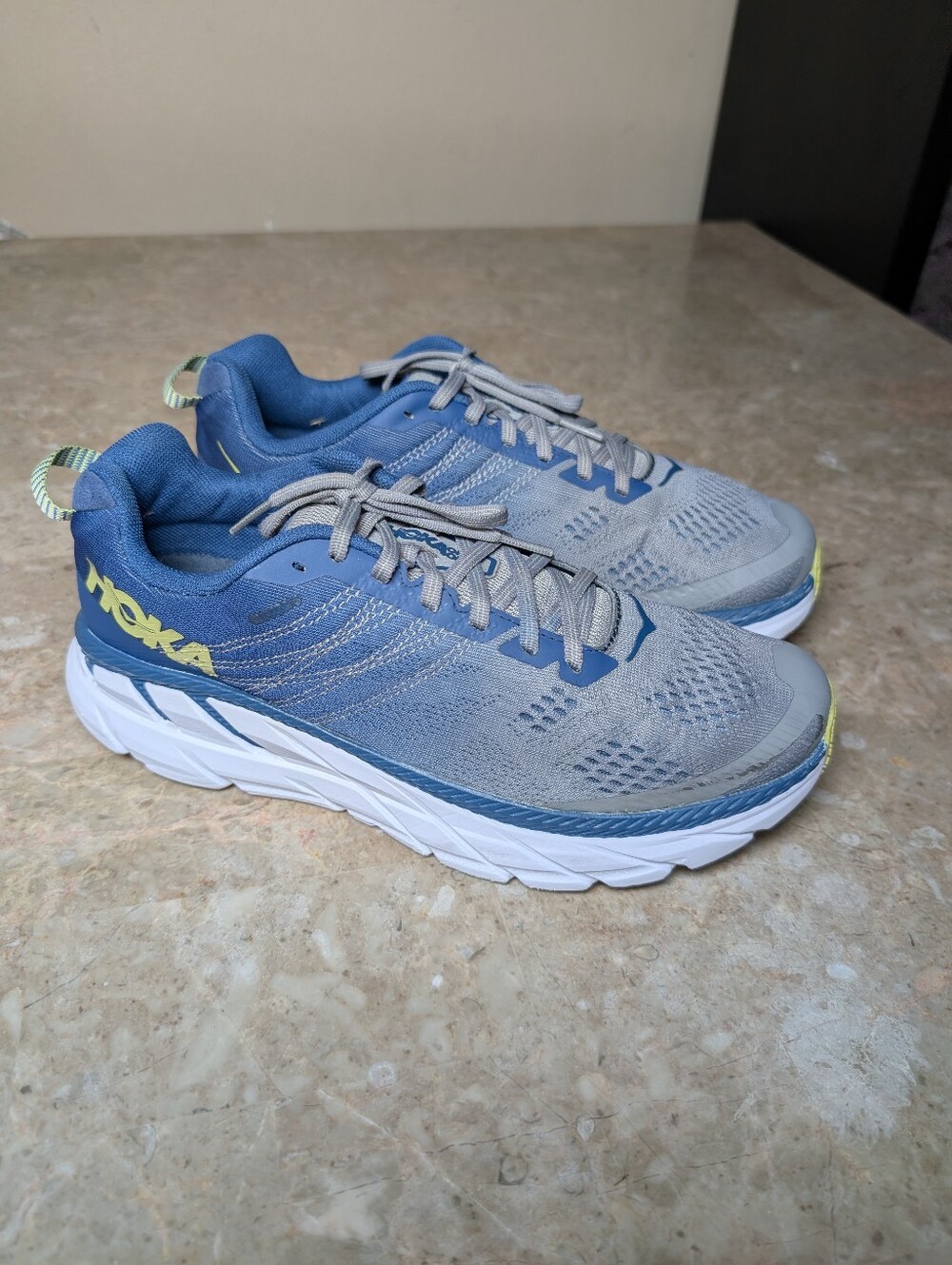 Hoka On One Clifton 6 Trail  Running Cushioned Shoes Blue Grey Women's Size 9.5